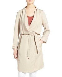 Kensie Belted Drape Front Trench Coat