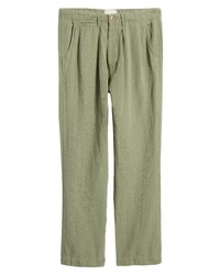 WYTHE Pleat Front Cotton Linen Pants In Faded Olive At Nordstrom