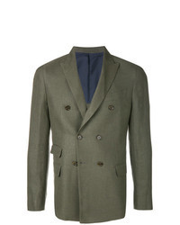 Olive Linen Double Breasted Blazer
