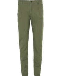 Tod's Green Slim Fit Cotton And Linen Blend Suit Trousers