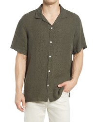 Nn07 Miyagi 5706 Short Sleeve Button Up Linen Camp Shirt