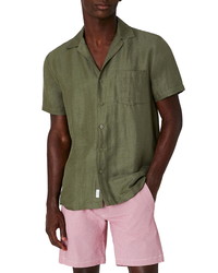 Onia Vacation Short Sleeve Button Up Linen Camp Shirt