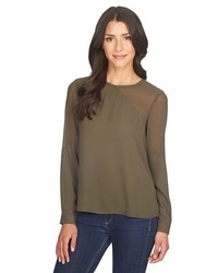 1 STATE 1state Long Sleeve Sheer Panel Blouse