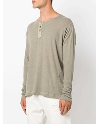 Greg Lauren Long Sleeve Henley T Shirt
