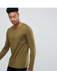 ASOS DESIGN T Sleeve T Shirt With Grandad Neck In Green