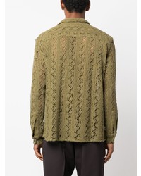 Baziszt Crochet Knit Cotton Shirt