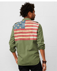 Denim & Supply Ralph Lauren Flag Back Military Shirt