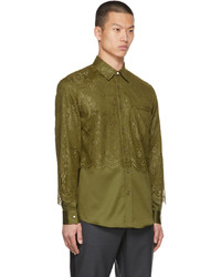 Burberry Green Cotton Lace Overlay Shirt