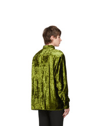 AMI Alexandre Mattiussi Green Crushed Velvet Long Shirt