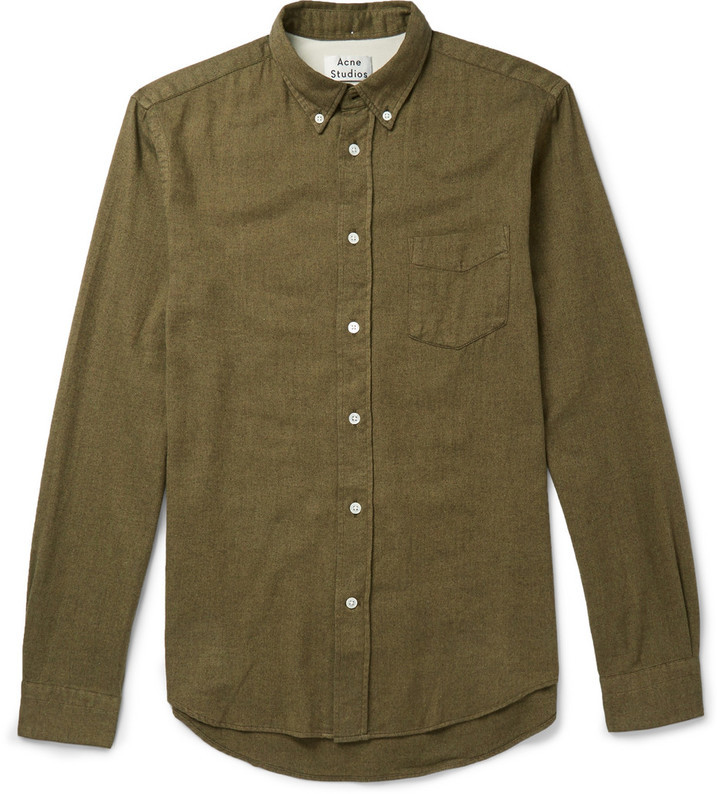 Acne Studios Isherwood Button Down Collar Cotton Flannel Shirt