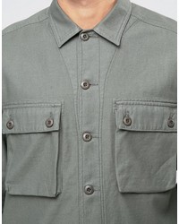 Asos Overshirt With 2 Pockets In Khaki
