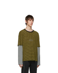 all in Black And Yellow Striped Long Sleeve T Shirt