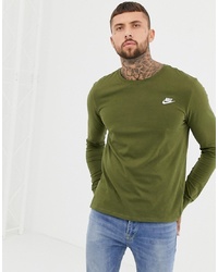 Nike Club Long Sleeve T Shirt In Green Aq7141 395