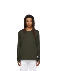 Thom Browne Green Side Slit Relaxed Fit Long Sleeve T Shirt