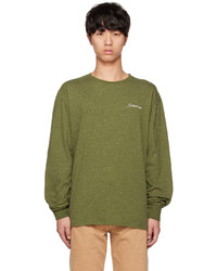 Saturdays Nyc Green Speckled Chain Script Long Sleeve T Shirt