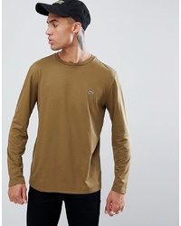Lacoste Long Sleeve Logo T Shirt In Khaki