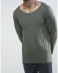 Asos Long Sleeve T Shirt With Scoop Neck In Green