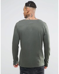 Asos Long Sleeve T Shirt With Scoop Neck In Green