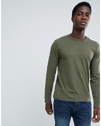 Polo Ralph Lauren Long Sleeve Top Player Logo In Olive Green