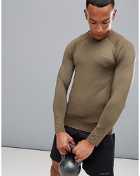 ASOS 4505 Muscle Long Sleeve T Shirt With Quick Dry In Khaki