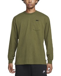 Nike Sportswear Max 90 Long Sleeve Pocket T Shirt In Rough Greenblack At Nordstrom