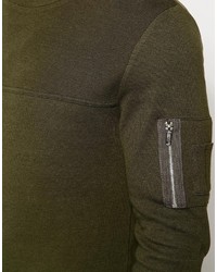 Asos Waffle Rib Muscle Long Sleeve T Shirt With Ma1 Pocket