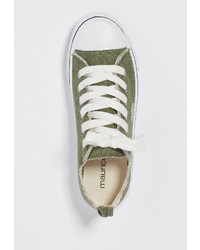 Maurices Leslie Sneaker With Destruction In Olive Green