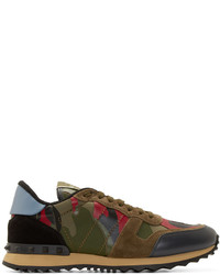Valentino Olive Green Red Camo Sneakers