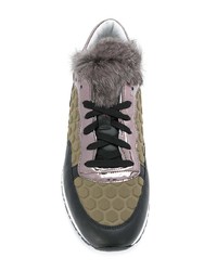 Pollini Panelled Lace Up Sneakers