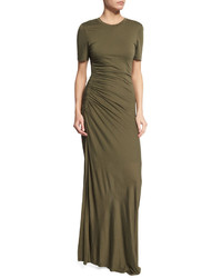 A.L.C. Laila Short Sleeve Ruched Maxi Dress Army