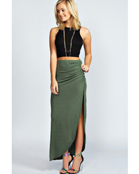 Boohoo Tamsin Ruched Side Jersey Maxi Skirt