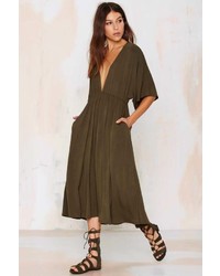 Nasty Gal Factory Spin Me Round Plunging Knit Dress