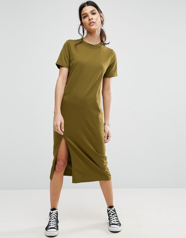 Asos Ultimate T Shirt Midi Dress With Side Split, $23 | Asos | Lookastic