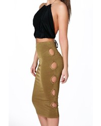 Boohoo Mia Cut Side Slinky Midi Skirt