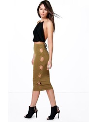 Boohoo Mia Cut Side Slinky Midi Skirt