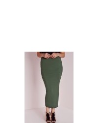 Missguided Plus Size Jersey Midi Skirt Khaki