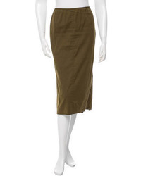 Prada Olive Midi Skirt