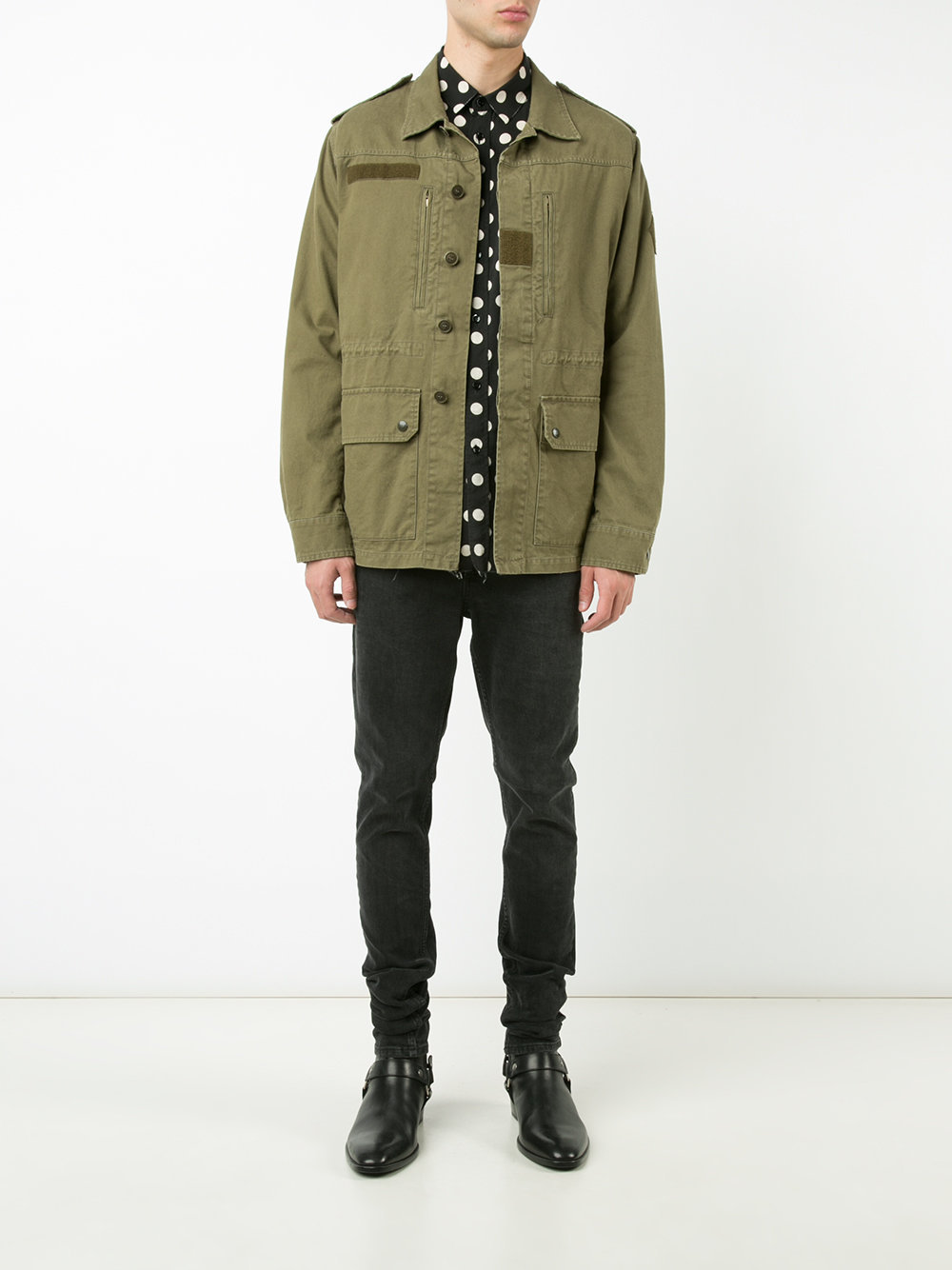 Saint Laurent Collared Military Jacket, $1,590 | farfetch.com | Lookastic