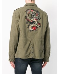 John Varvatos Embroidered Dragon Military Jacket