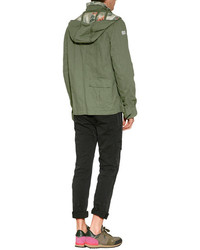 Golden Goose Deluxe Brand Golden Goose Cotton Parka With Hood In Military Greenflowers