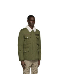 Yves Salomon Army Green Down And Shearling Jacket