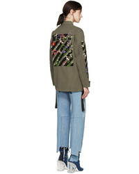 Off-White Green Embroidered Military Jacket