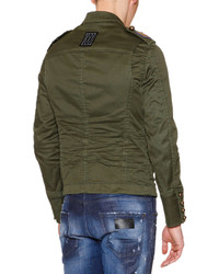 DSQUARED2 Large Button Military Jacket Olive