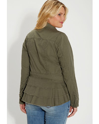 Maurices Plus Size Military Jacket With Ruffled Back