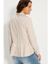 Maurices Plus Size Military Jacket With Ruffled Back