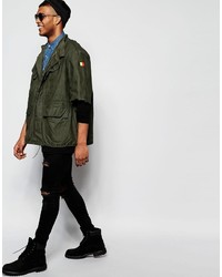 Reclaimed Vintage Military Jacket With Raw Cut Sleeves