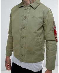 Alpha Industries Military Overshirt Jacket In Green