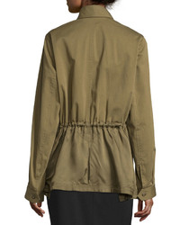 Alexander Wang T By Cotton Stretch Military Parka Jacket Fatigue