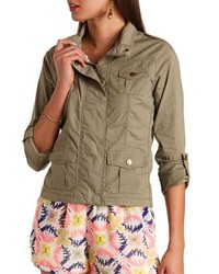 Charlotte Russe Zip Up Cotton Military Jacket