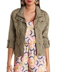 Charlotte Russe Zip Up Cotton Military Jacket